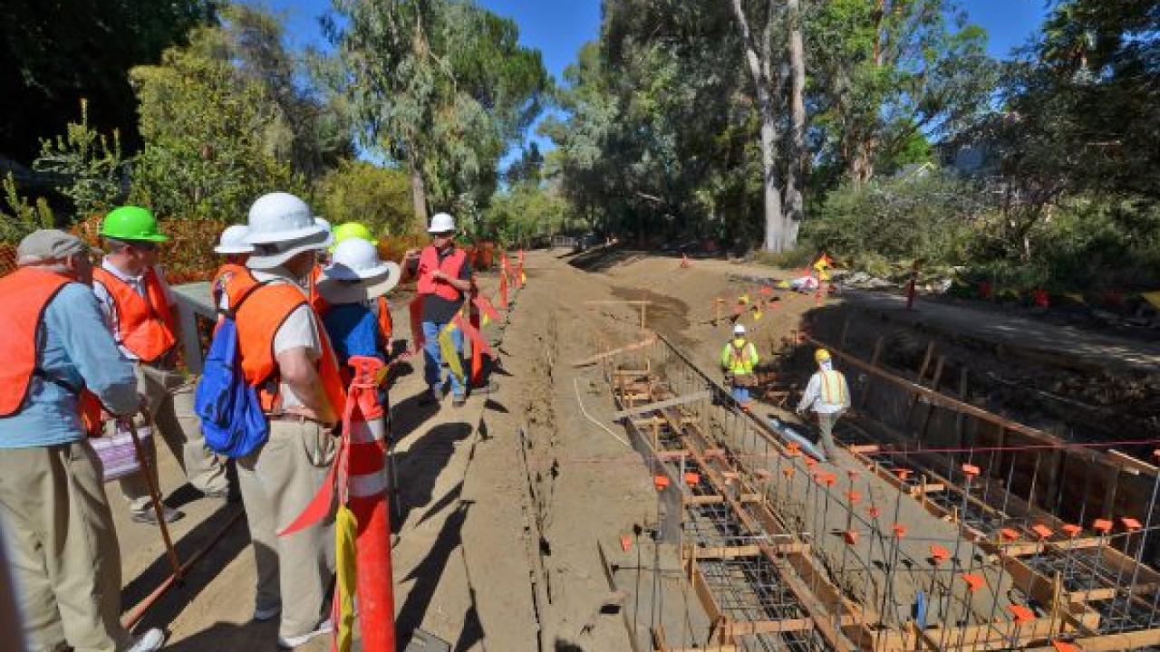 Footings for the first weir have been poured. Weir construction