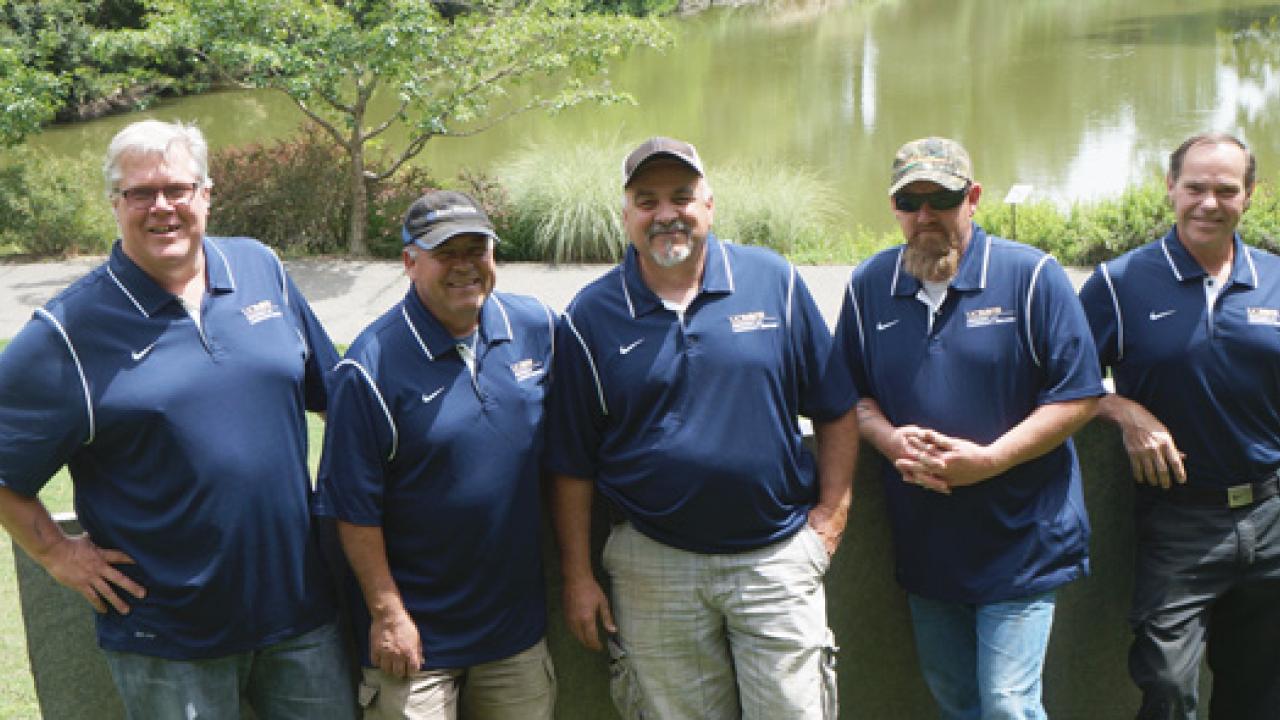 Matt Forrest, Irrigation Supervisor (left) with the Arboretum and Public Garden irrigation team Abel Figueroa, Keith Tipton, Jeff Farnham and Rick Bonin. Irrigation crew