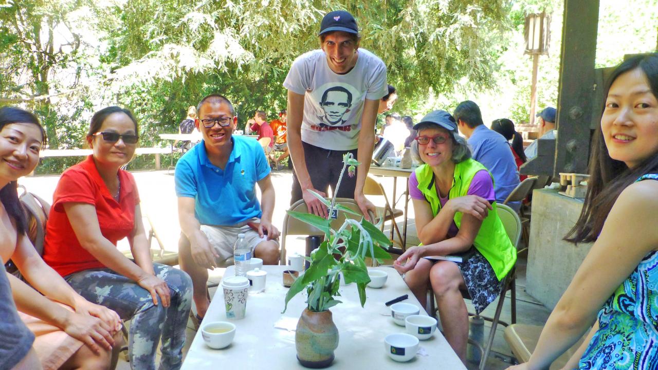 Image of the Tea and Conversation event on Wyatt Deck at UC Davis.