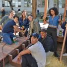 Image of UC Davis students creating the Hunt Hall Courtyard landscape.