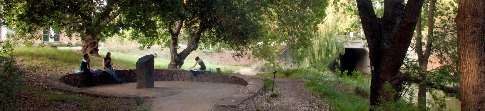Students in the Native American Contemplative Garden